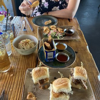 Wilfred's Lounge - Spam fried, pulled pork sliders with a delicious chutney, smoked salmon wontons and macaroni salad. - Hawaiian Near Me - Napa, California Wilfred's Lounge - Spam fried, pulled pork sliders with a delicious chutney, smoked salmon wontons and macaroni salad. - Hawaiian Near Me - Napa, California