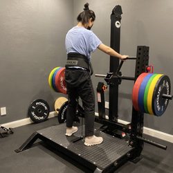 VAL Chiropractic - Rogue belt squat to teach patients how to perform a squat correctly.