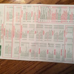 2020 menu carry out or dine in