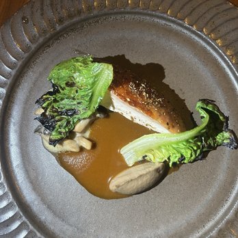 Boka - Roasted Chicken;  black oyster mushroom, gem Lettuce, black garlic - New American Near Me - Chicago, Illinois