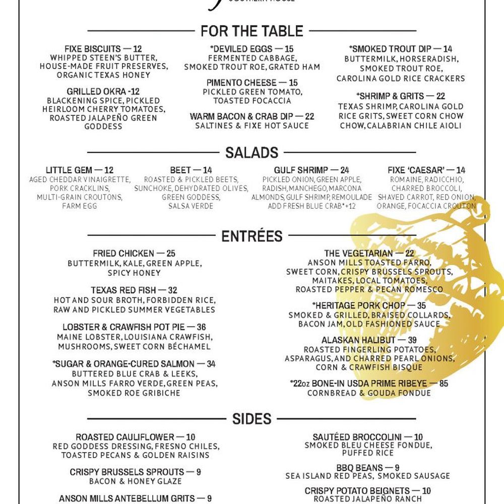 Fixe Austin's Southern House - Menu - April 2025 - Southern Near Me - Austin, Texas Fixe Austin's Southern House - Menu - April 2025 - Southern Near Me - Austin, Texas