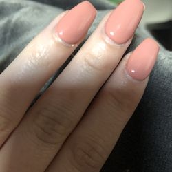 City Nails - Acrylic nail, coffin shape, with gel polish (looks a little grown out on day 1)