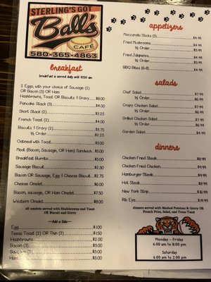 Menu photo 1 Balls Cafe Sterling, OK