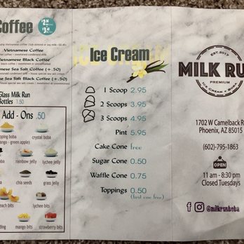 Milk Run - Menu 2/2 - Coffee & Tea Near Me - Phoenix, Arizona