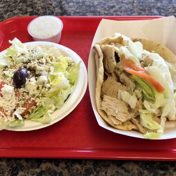 Greek Cuisine - Chicken Gyro with Side Salad Lunch Special - Greek Near Me - Overland Park, Kansas