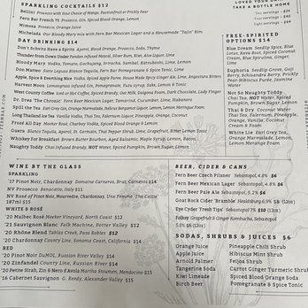 Fern Bar - Menu - Bars Near Me - Sebastopol, California