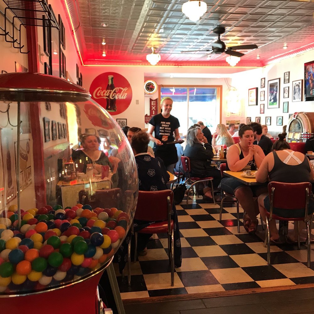 Northside Diner - a gum ball machine in the middle of the diner - Diners Near Me - Chesterton, Indiana