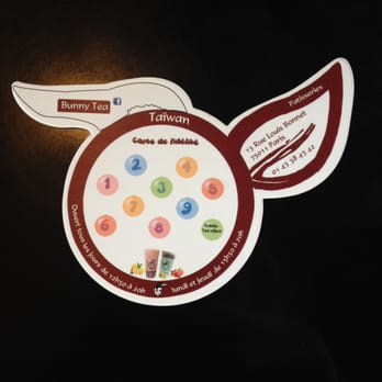 Bubble Tea Bunny - Loyalty Card - Bubble Tea Near Me - Paris, 75