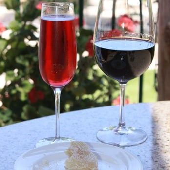 The Vineyard Rose Restaurant - my sparkling wine and my husband's red wine - New American Near Me - Temecula, California The Vineyard Rose Restaurant - my sparkling wine and my husband's red wine - New American Near Me - Temecula, California
