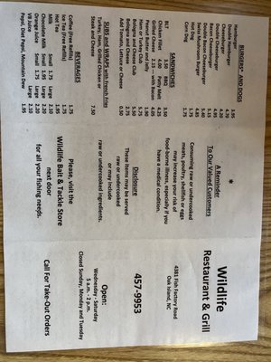 Menu photo 2 Wildlife Grill Southport, NC Menu photo 2 Wildlife Grill Southport, NC