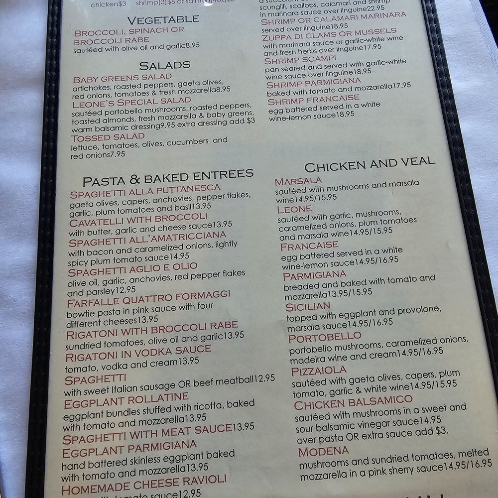 Leone's Trattoria - Menu - Italian Near Me - North Brunswick, New Jersey