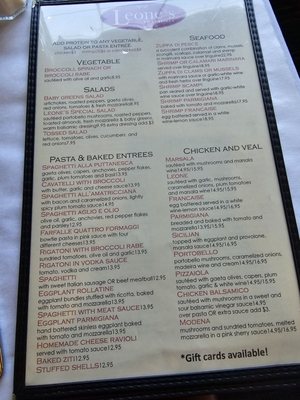 Menu photo 2 Leone's Trattoria North Brunswick, NJ Menu photo 2 Leone's Trattoria North Brunswick, NJ