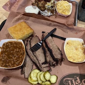 The Smoke Pit - Pork Super Spud*, Large Texas Brisket Plate*, Cornbread - Barbeque Near Me - Concord, North Carolina The Smoke Pit - Pork Super Spud*, Large Texas Brisket Plate*, Cornbread - Barbeque Near Me - Concord, North Carolina