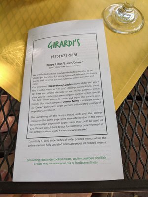 Menu photo 3 Girardi's Osteria Edmonds, WA