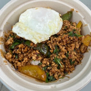 Thai Test Kitchen - Gra Prow Kai level 5 - sunny side up egg on top. Super delicious. - Noodles Near Me - San Diego, California