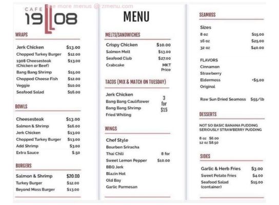 Menu photo 2 Cafe 1908 Baltimore, MD