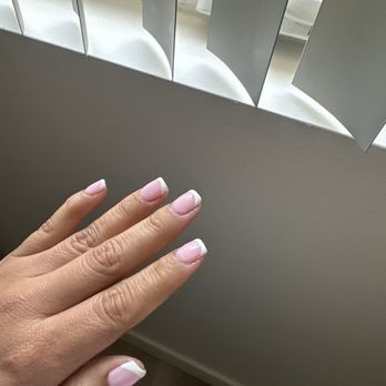 Coco Luxe Nails - Hard gel French tip by Helen - Eyelash Service Near Me - Santa Monica, California