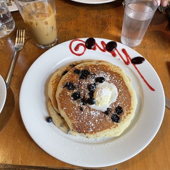 Orphan - Blueberry cornmeal pancakes and iced coffee - Breakfast & Brunch Near Me - Sacramento, California Orphan - Blueberry cornmeal pancakes and iced coffee - Breakfast & Brunch Near Me - Sacramento, California