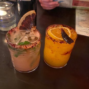 Lola Valentina - Left is grapefruit basil margarita which was good. Right is a jalapeño drink my daughter had that wasn't so good. - Caribbean Near Me - Isla Mujeres, ROO Lola Valentina - Left is grapefruit basil margarita which was good. Right is a jalapeño drink my daughter had that wasn't so good. - Caribbean Near Me - Isla Mujeres, ROO