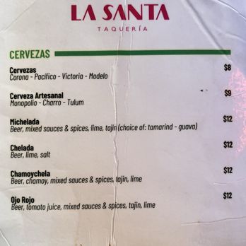 La Santa Taqueria - Beer menu - Tacos Near Me - Miami, Florida La Santa Taqueria - Beer menu - Tacos Near Me - Miami, Florida