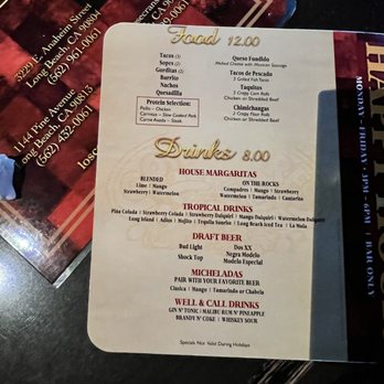 Los Compadres - Happy hour menu April 2022 - Mexican Near Me - Long Beach, California