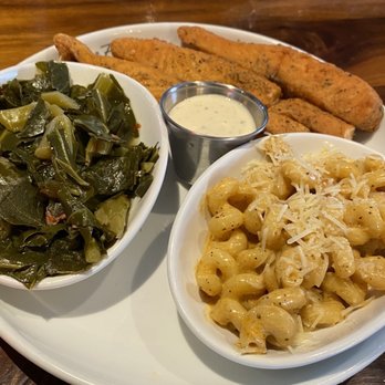 Lost & Found - Fried Salmon Strips, Collard Greens with Smoked Turkey, Mac & Cheese - Cocktail Bars Near Me - Houston, Texas