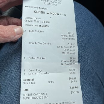 Mikie's - See the extra charge for No Bun and cheese they said came on it. - Burgers Near Me - Everett, Washington