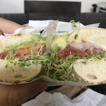 Creekside Bagel Bakery - PLASTIC! You can see it in the middle sticking out! - Bagels Near Me - Salinas, California Creekside Bagel Bakery - PLASTIC! You can see it in the middle sticking out! - Bagels Near Me - Salinas, California