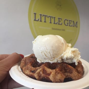 Little Gem Belgian Waffles - The amazing churroffle with milk/honey ice cream! So delicious!!! - Desserts Near Me - Berkeley, California
