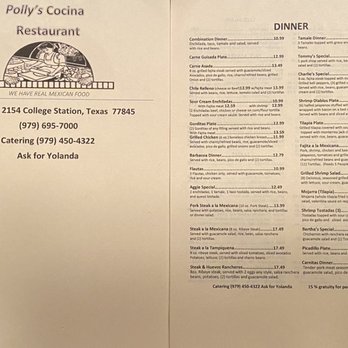 Polly's Cocina - Menu - Mexican Near Me - College Station, Texas Polly's Cocina - Menu - Mexican Near Me - College Station, Texas