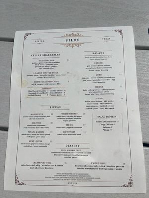 Menu photo 3 Silos in Celina Celina, TX Menu photo 3 Silos in Celina Celina, TX