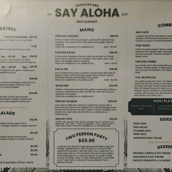 Say Aloha - Menu sheet - Hawaiian Near Me - San Diego, California Say Aloha - Menu sheet - Hawaiian Near Me - San Diego, California