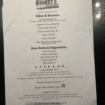 Gooney's Bar & Grill - Menu Friday-Saturday 12pm-9pm - Bars Near Me - San Andreas, California Gooney's Bar & Grill - Menu Friday-Saturday 12pm-9pm - Bars Near Me - San Andreas, California