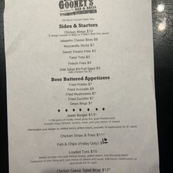 Gooney's Bar & Grill - Menu Friday-Saturday 12pm-9pm