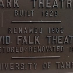 Falk Theatre - Parl Theatre built in 1928. Renamed the David Falk Theatre in 1962 and renovated in 1981. Part of University of Tampa now.
