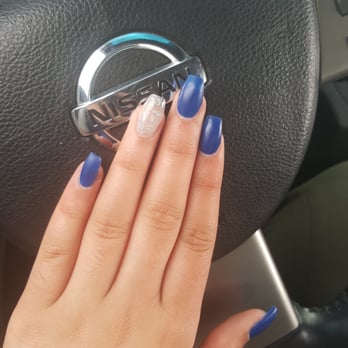 Kumi Nail Loft - Matte blue coffin shaped nails!! - Nail Salons Near Me - Edmonton, Alberta