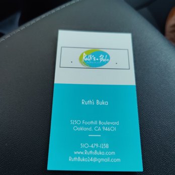 Ruth's Buka - Address Business Card. I will definitely be back. - African Near Me - Oakland, California Ruth's Buka - Address Business Card. I will definitely be back. - African Near Me - Oakland, California