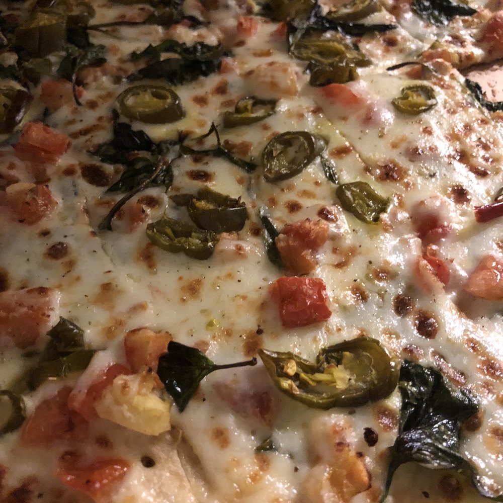 Papa Johns Pizza - Spinach Alfredo Sauce, thin crust, add jalapeños - Pizza Near Me - Newark, Delaware Papa Johns Pizza - Spinach Alfredo Sauce, thin crust, add jalapeños - Pizza Near Me - Newark, Delaware