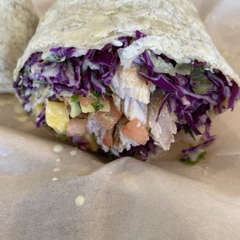 FISH DISTRICT - Small 4oz of fish to a large wrap, hence mostly red cabbage to fill it! - Seafood Near Me - San Diego, California FISH DISTRICT - Small 4oz of fish to a large wrap, hence mostly red cabbage to fill it! - Seafood Near Me - San Diego, California