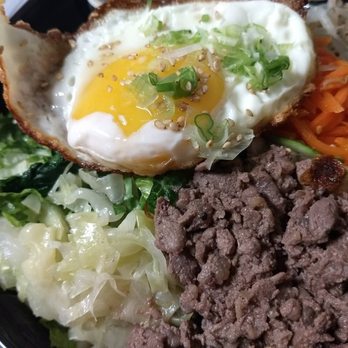 Kang's Korean Restaurant - Bibimbap with runny yolk. - Korean Near Me - Ann Arbor, Michigan Kang's Korean Restaurant - Bibimbap with runny yolk. - Korean Near Me - Ann Arbor, Michigan