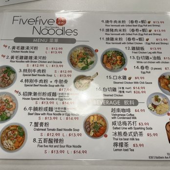 Fivefive Noodles - Menu - Noodles Near Me - Arcadia, California