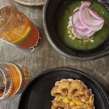 Jun - Aguachile and beef tartare - New American Near Me - Houston, Texas