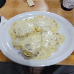 Risky Biscuits and sausage gravy without the egg over easy. (Risky is the egg over easy on top). Risky Biscuits and sausage gravy without the egg over easy. (Risky is the egg over easy on top).