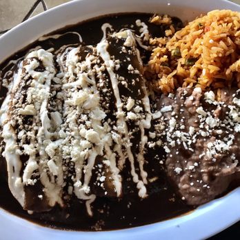 Gonzalez's Restaurant - Mole enchilada plate. 3 enchiladas, rice & beans. 5/5 YUM! - Mexican Near Me - Orange, California