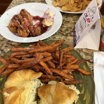 Southern Drawl Bar & Grille - Chicken salad croissant, sweet potato fries, biscuit beniets, BLT, house made chips - Comfort Food Near Me - Comer, Georgia