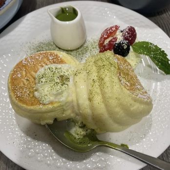 Cafe N One - Matcha soufflé pancakes - Desserts Near Me - Markham, Ontario