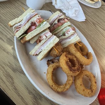Omelets Etc - Club Stacker w/Onion Rings - Breakfast & Brunch Near Me - Colorado Springs, Colorado Omelets Etc - Club Stacker w/Onion Rings - Breakfast & Brunch Near Me - Colorado Springs, Colorado
