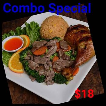 Win Thai Restaurant - a plate of food with meat, rice, and vegetables - Thai Near Me - Moorpark, California