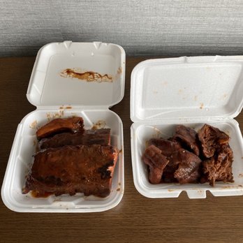 Roper's Ribs - Baby Back Ribs (left) and Rib Tips & Snoots Combo (right) - Barbeque Near Me - Saint Louis, Missouri Roper's Ribs - Baby Back Ribs (left) and Rib Tips & Snoots Combo (right) - Barbeque Near Me - Saint Louis, Missouri