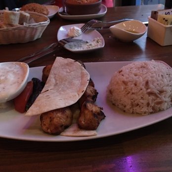 Tosun - Delicious chicken shish, rice and salad. - Turkish Near Me - Edgewater, New Jersey